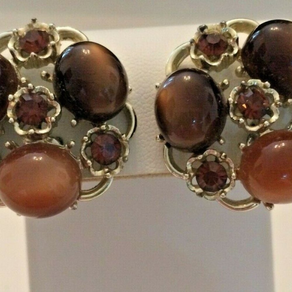 Pakula Vintage Earring Cluster Tigers Eye A1026